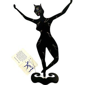 Claudine Buell Dancing Feline Woman Signed Metal Sculpture